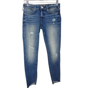 True Religion Halle Mid Rise Super Skinny Distressed Jeans‎ Size 27
